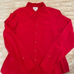 Ann Taylor red silk dress shirt